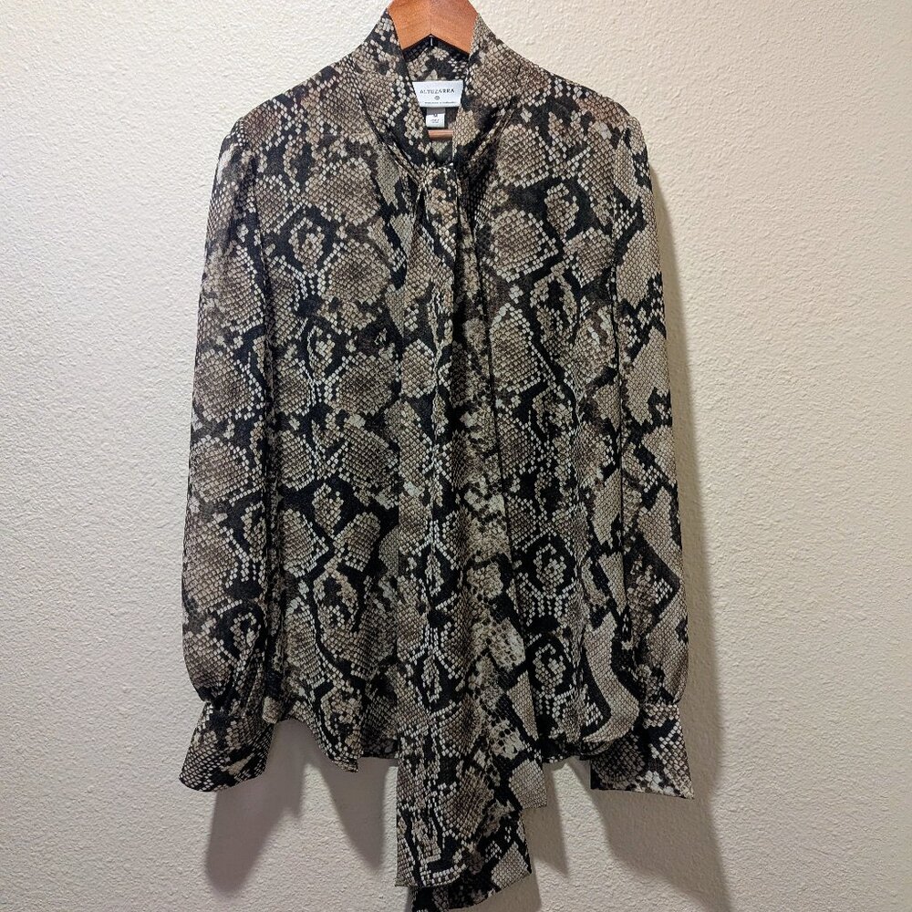 Altuzarra for Target Python Print Tie Neck.Blouse Size M - Picture 14 of 15